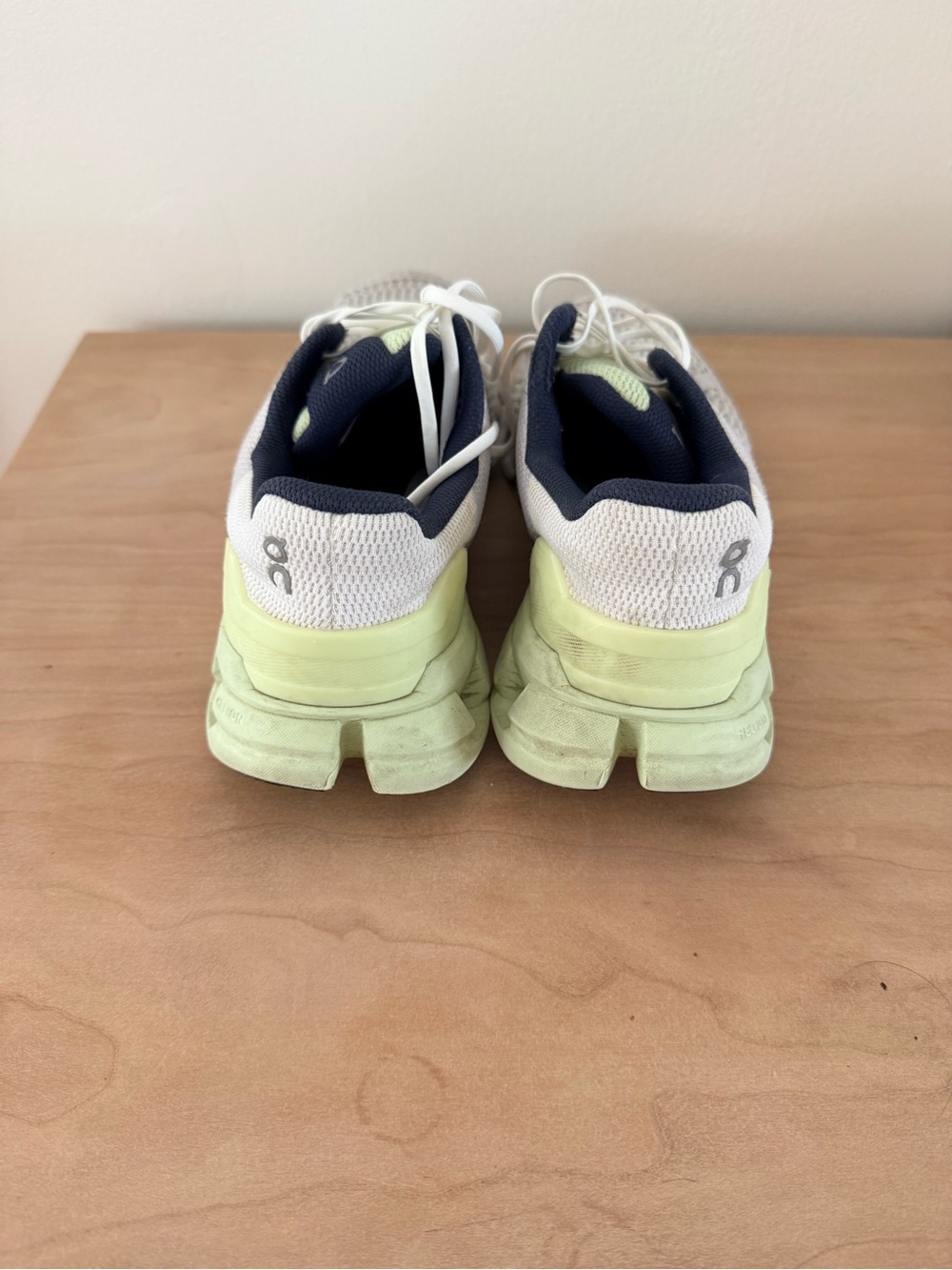 On Running Women's Light Gray and Lime Green Cloud Sneakers - Picture 3 of 7
